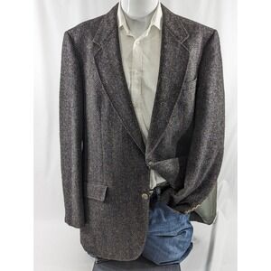 Vintage‎ Chaps Blazer Sport Coat Two Button Jacket Tweed Wool 44R Confetti FLAW